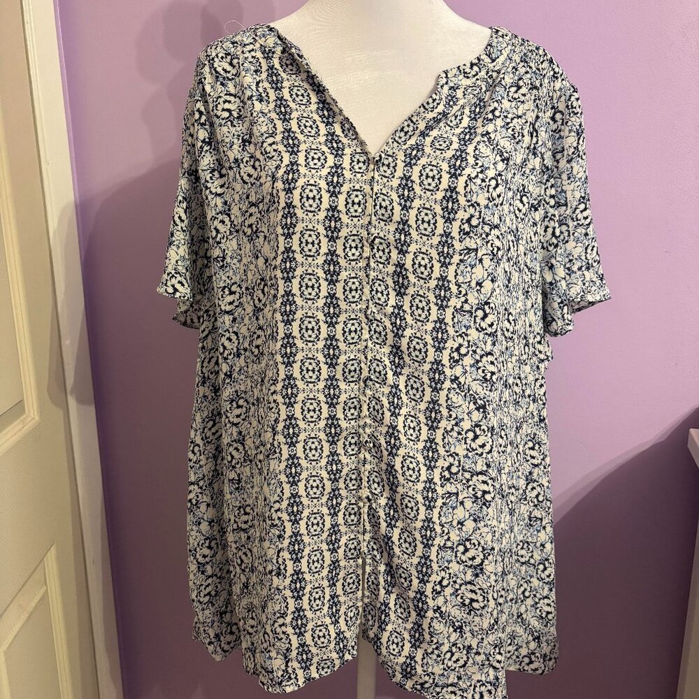 Rose + Olive Floral Button Up Blouse